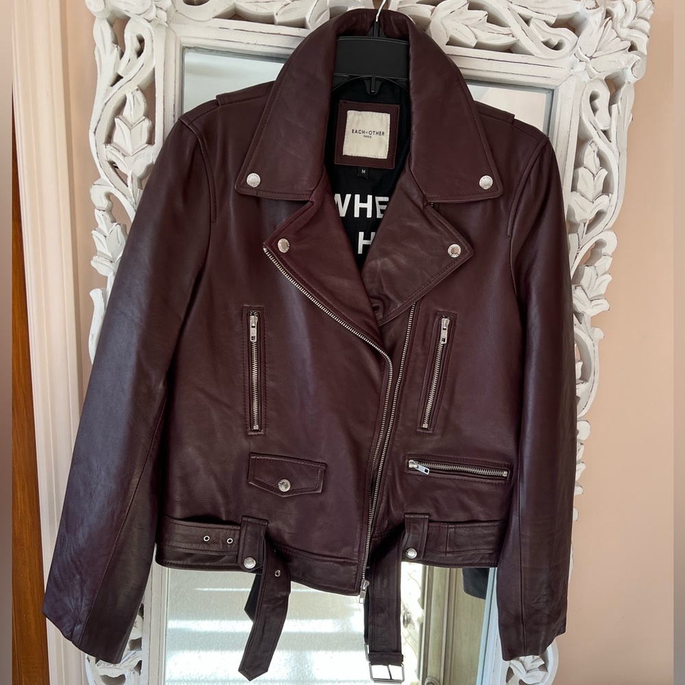 NWOT Each And Other Real Leather Moto Jacket